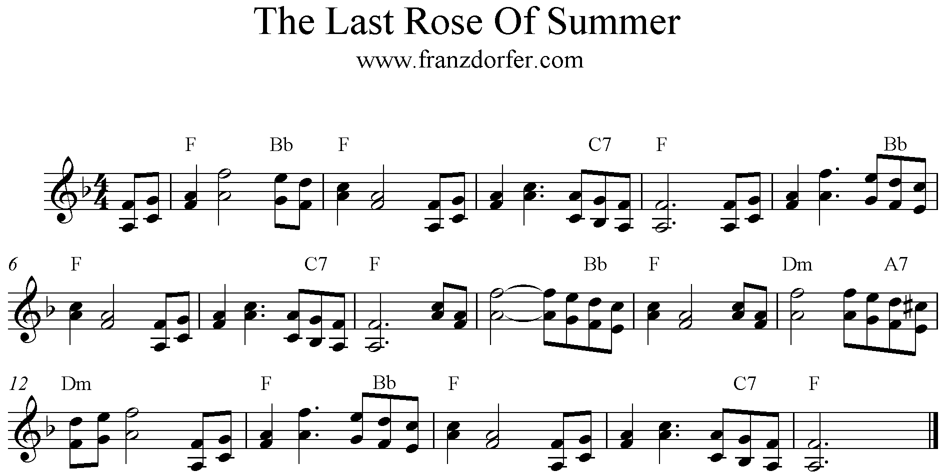 Noten The last Rose of Summer